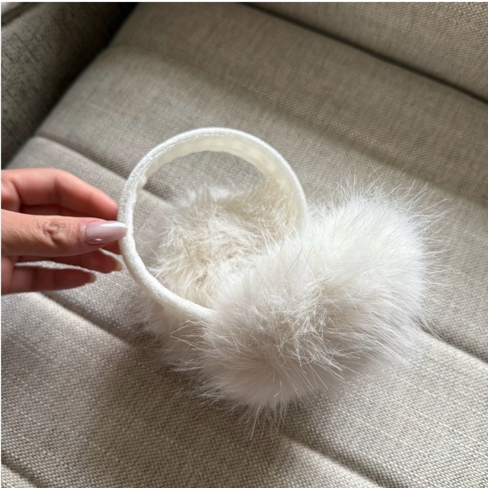 Surell Real Fur Ivory Earmuffs